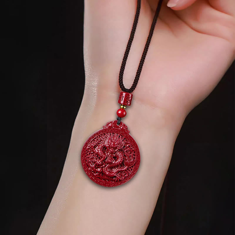 Buddha Stones Year of the Dragon Natural Cinnabar Dragon Protection Necklace Pendant - image 10
