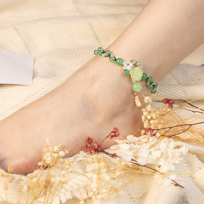 Buddha Stones Financial Success Jade Braided Weave Prosperity Abundance Anklet - image 3