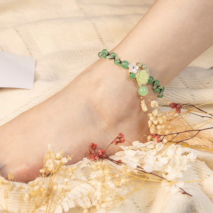 Buddha Stones Financial Success Jade Braided Weave Prosperity Abundance Anklet - image 3