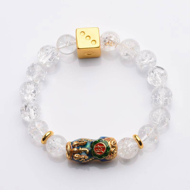 Buddha Stones Color-Changing Pixiu White Crystal Dice Wealth Bracelet - image 5