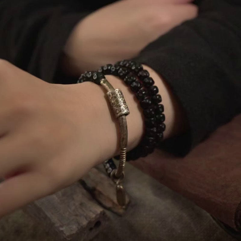Buddha Stones Retro Coconut Shell Copper Happiness Triple Wrap Bracelet - image 11