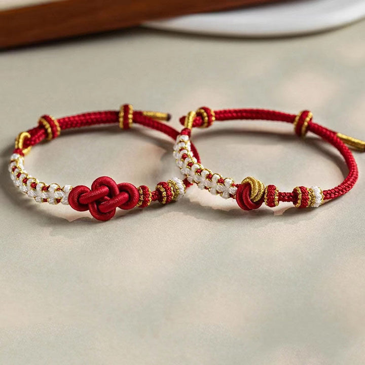 Buddha Stones Handmade True Love Knot Peach Blossom Charm Luck Rope Bracelet - image 15