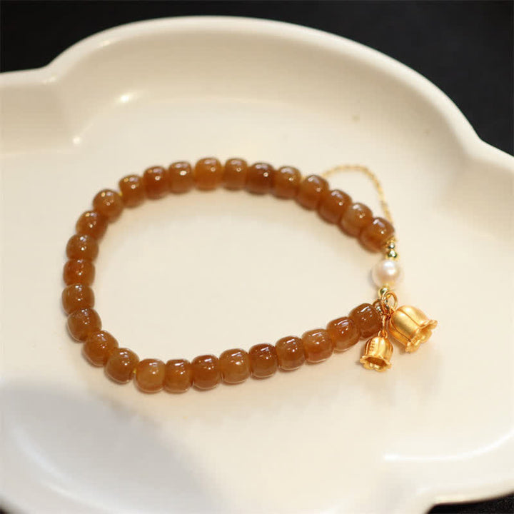 Buddha Stones 925 Sterling Silver Natural Hetian Jade Lily Of The Valley Charm Bracelet - image 8