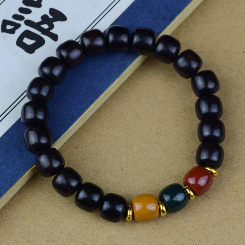 Buddha Stones Multicolored Green Sandalwood Ebony Wood Red Sandalwood Peace Bracelet - Red Sandalwood 8*9mm - image 2