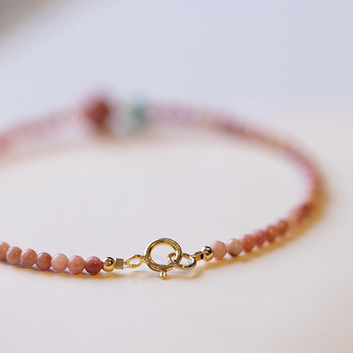 Buddha Stones 14K Gold Plated Natural Rhodonite Loving Energy Chain Bracelet - image 10