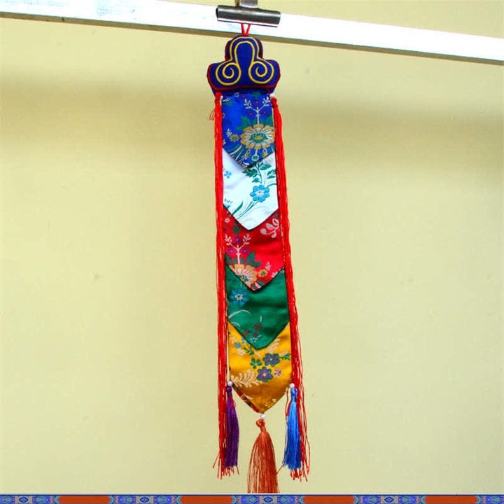 Lotus Flower Eight Auspicious Symbols Meditation Enlightenment Colorful Tassels Wall Art - Flowers (40cm*4-8cm) - image 7