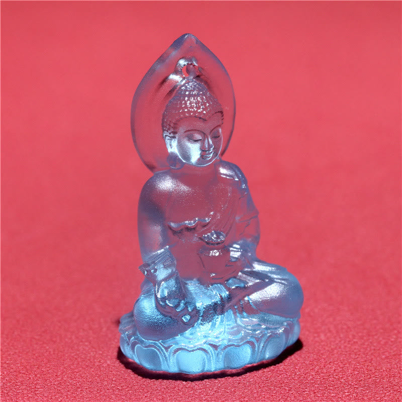 Buddha Stones Blue Tathagata Buddha Medicine Buddha Liuli Crystal Serenity Amulet Necklace Pendant - image 7
