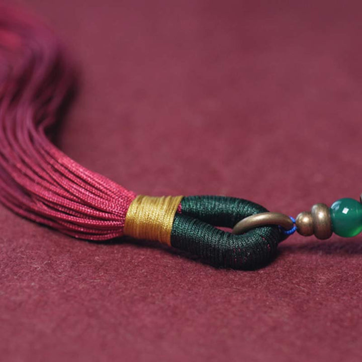 Buddha Stones 108 Mala Beads Bodhi Seed Dzi Bead Peace Tassel Bracelet - image 9