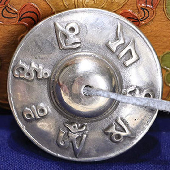 Buddha Stones Tibetan Tingsha Bell Six True Words White Copper Healing Decoration - image 3