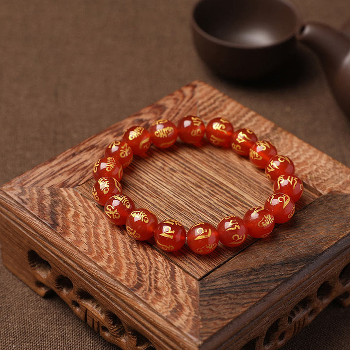 Buddha Stones Tibet White Crystal Black Onyx Om Mani Padme Hum Meditation Bracelet - image 25