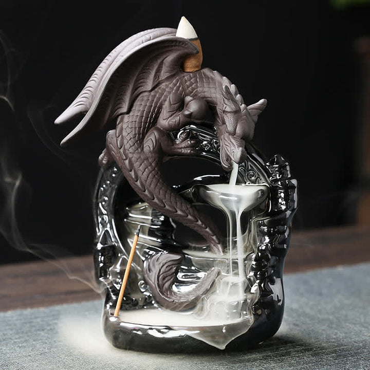Buddha Stones Nordic Pterosaur Dragon Ceramic Backflow Smoke Fountain Protection Healing Incense Burner Decoration - Dragon - image 0