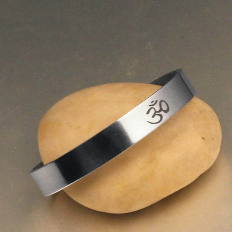 Buddha Stones Tibetan OM Symbol Mindfulness Cuff Bracelet Bangle - image 2