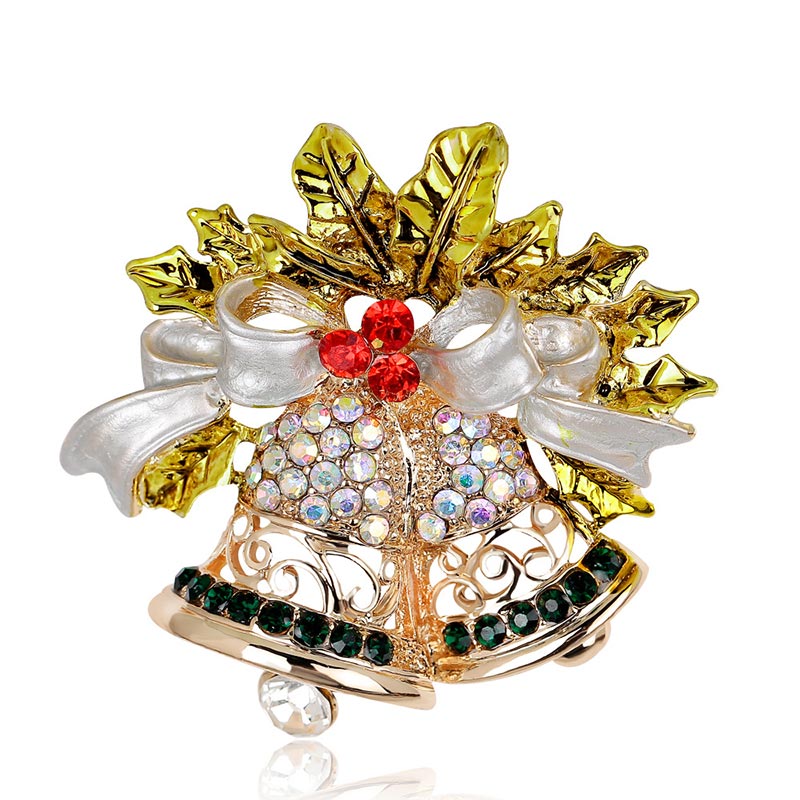 Christmas Multi-Colored Rhinestone Crystal Brooch Pin - 4 - image 7