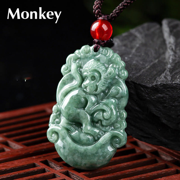 Buddha Stones Natural Jade 12 Chinese Zodiac Prosperity Necklace Pendant - Monkey - image 21