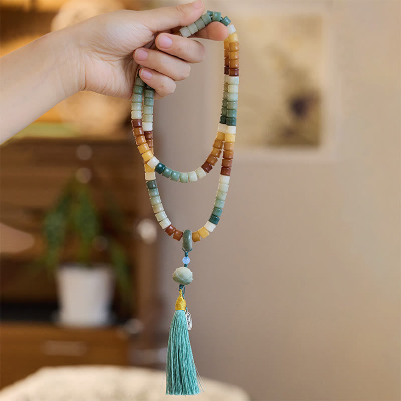 Buddha Stones 108 Mala Beads Bodhi Seed Buddha Hand Lotus Engraved Harmony Bracelet - Gradient Bodhi Seed - image 8