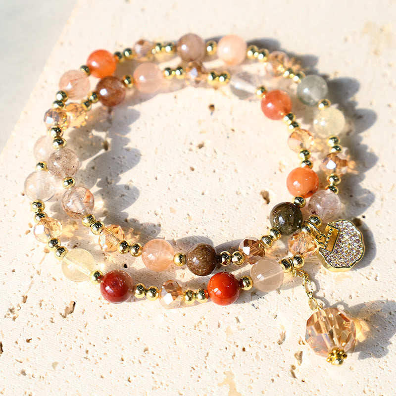 Buddha Stones Colorful Rutilated Quartz Double Wrap Spiritual Growth Bead Bracelet - image 1