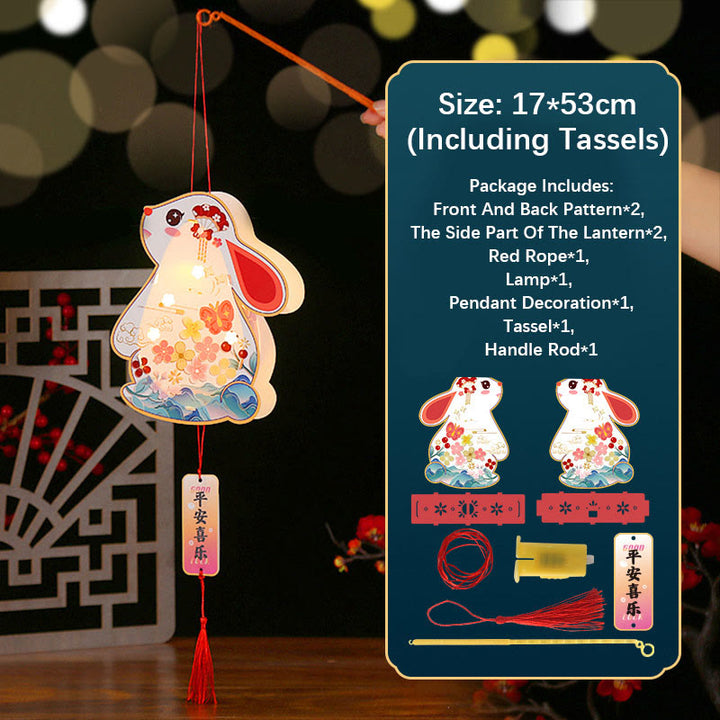 Buddha Stones DIY Good Luck Cute Rabbit Paper Lantern Lamp Mid-Autumn Festival Lantern Decoration - Cute Standing Rabbit Lantern - image 4