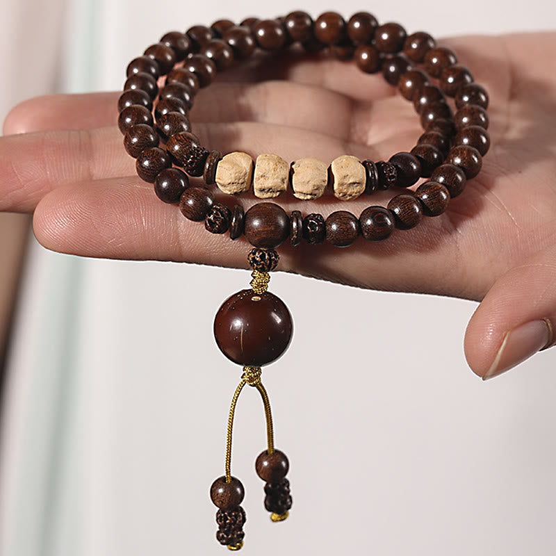 Buddha Stones Sandalwood Small Leaf Red Sandalwood Bodhi Seed Purification Double Wrap Bracelet - image 13