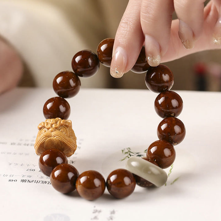 Buddha Stones Purple Bodhi Seed Dancing Lion Wisdom Bracelet - image 11
