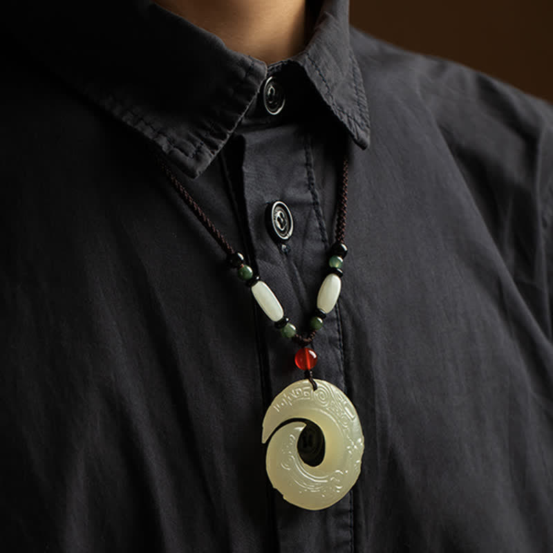 Buddha Stones Peace Buckle Jade Small Leaf Red Sandalwood Cinnabar Agate Luck Necklace Pendant - image 11