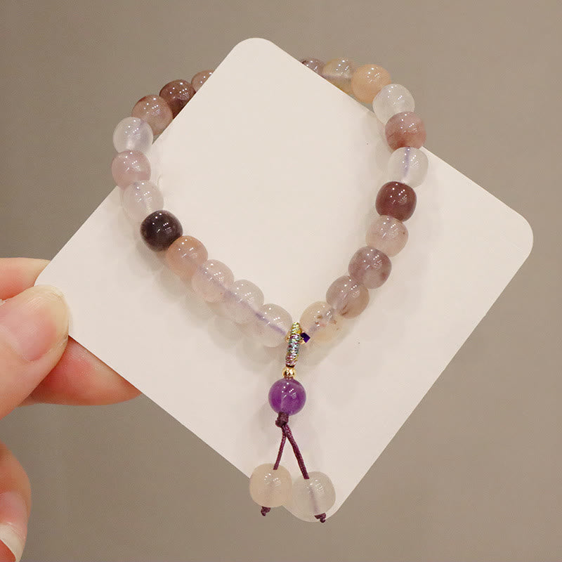 Buddha Stones Natural Purple Golden Silk Jade Violet Flower Bead Charm Wealth Bracelet - image 8