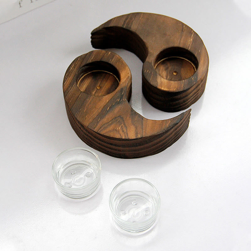 Buddha Stones Yin Yang Wood Candle Holder Meditation Rituals Use Items - image 11