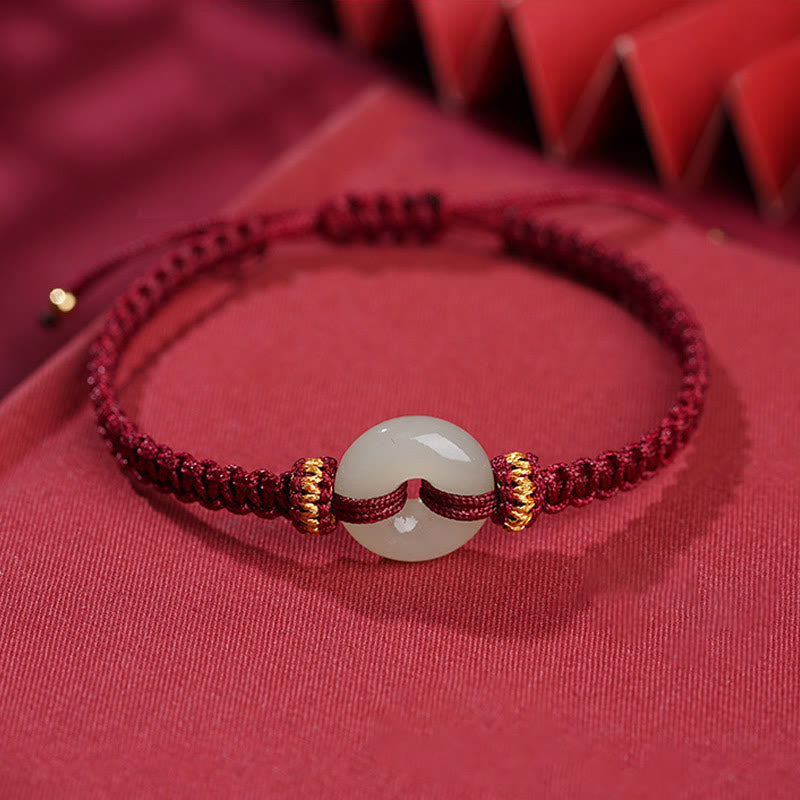 Buddha Stones Peace Buckle Jade Abundance Braided Bracelet - image 1