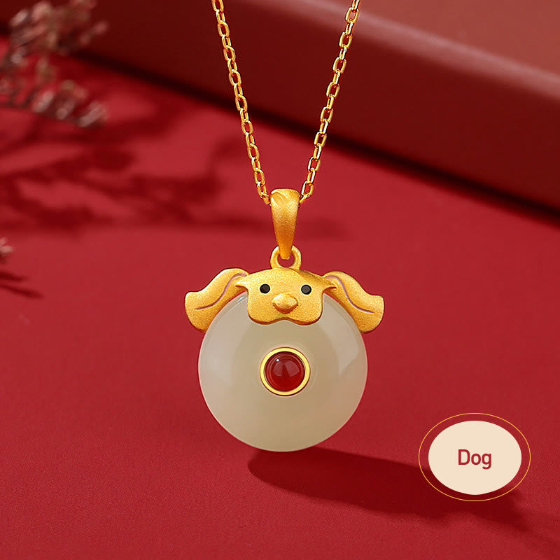 Buddha Stones 925 Sterling Silver Hetian Jade Chinese Zodiac Year of the Dragon Red Agate Luck Protection Necklace Pendant - Dog - image 20