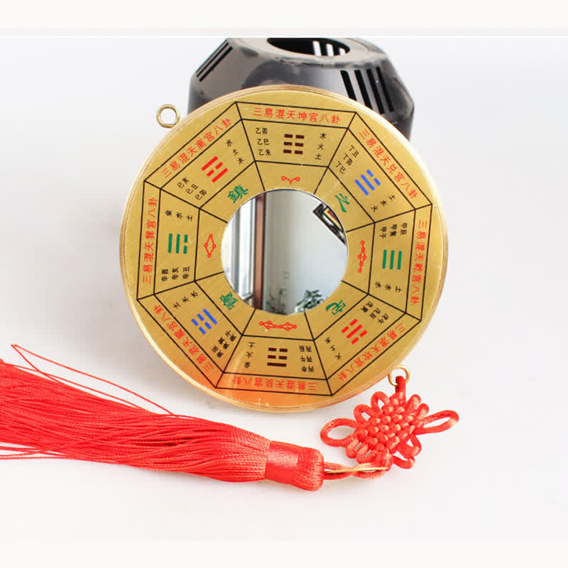Feng Shui Bagua Map Copper Coin Chinese Knotting Balance Energy Map - 12cm - Nine Palaces Bagua Map - Concave Mirror - image 8