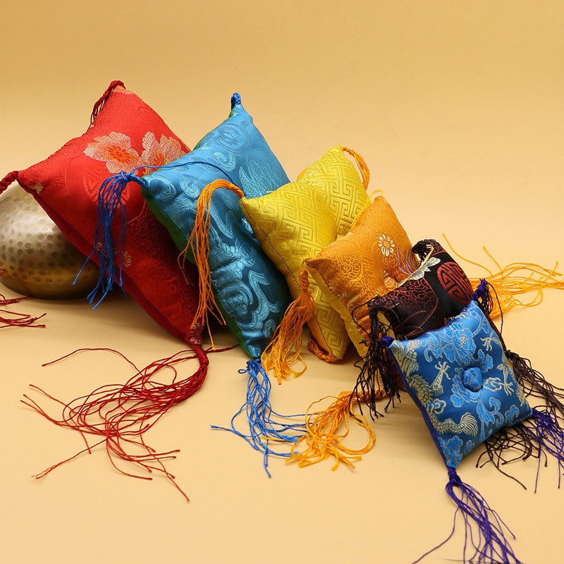 Buddha Stones Tibetan Singing Bowl Cushion Decoration with Tassel Decoration - image 0
