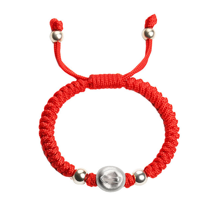 Buddha Stones 999 Sterling Silver Apple Red Multicolored Rope Luck Protection Handcrafted Kids Bracelet - image 13