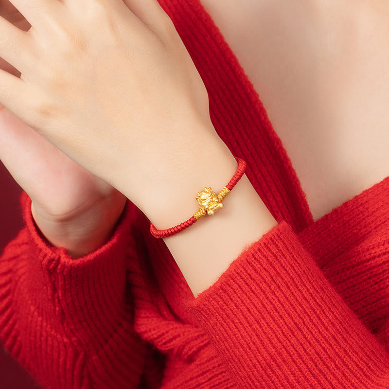 Buddha Stones 999 Sterling Silver Year of the Dragon Copper Coin Fortune Dragon Fu Character Luck Handcrafted Red String Braided Bracelet - image 12
