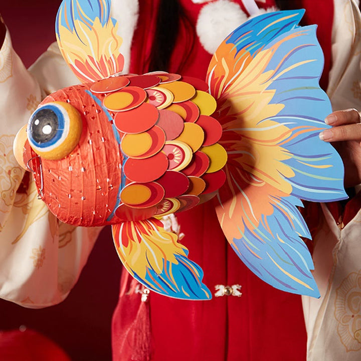 Buddha Stones DIY Good Luck Koi Fish Paper Lantern Lamp Mid-Autumn Festival Child Kids Lantern Decoration - image 4