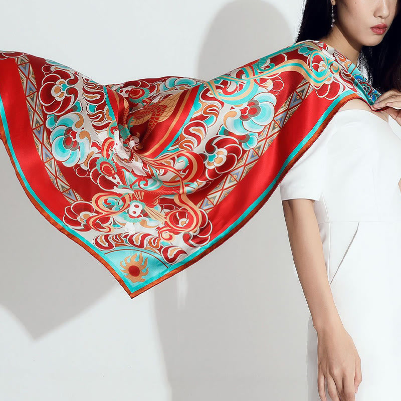 Buddha Stones Dunhuang Rebound Pipa Flying Frescoes 100% Mulberry Silk Scarf Premium Grade 6A Dunhuang Shawl - image 10
