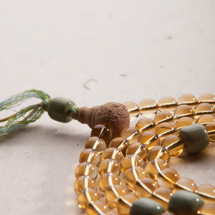 Buddha Stones 108 Mala Beads 925 Sterling Silver Citrine Sandalwood Turquoise Protection Prosperity Bracelet - image 15