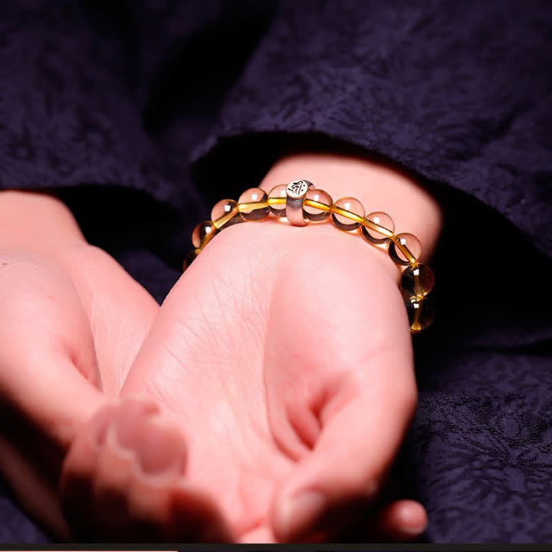 Buddha Stones 925 Sterling Silver Chinese Zodiac Natal Buddha Citrine Protection Bracelet - image 4