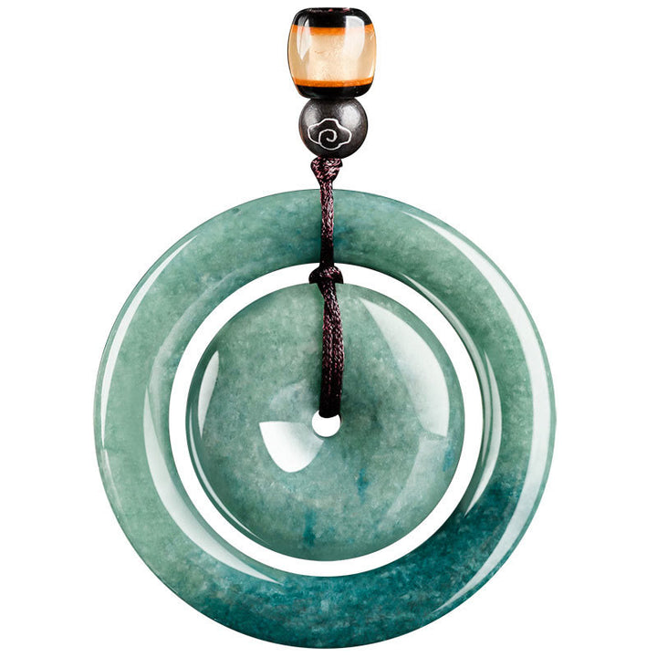 Buddha Stones Natural Round Jade Peace Buckle Luck Prosperity Necklace Pendant - image 8
