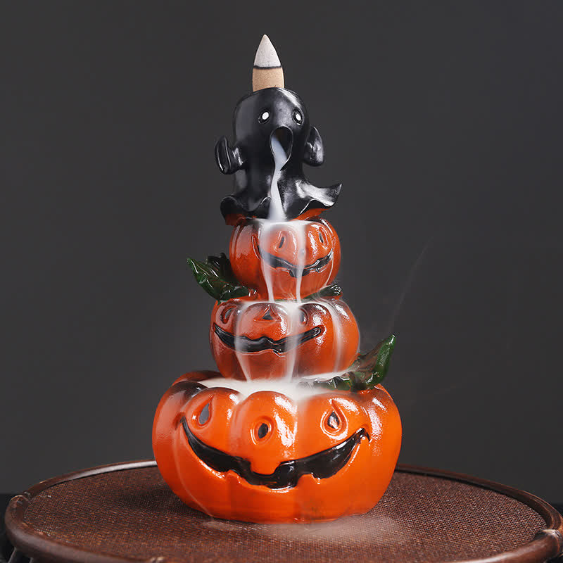 Halloween Pumpkins Ghost Resin Backflow Smoke Fountain Incense Burner Decoration - Halloween Pumpkin - image 0