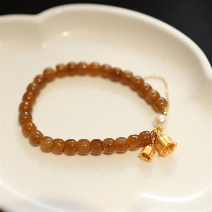 Buddha Stones 925 Sterling Silver Natural Hetian Jade Lily Of The Valley Charm Bracelet - image 7