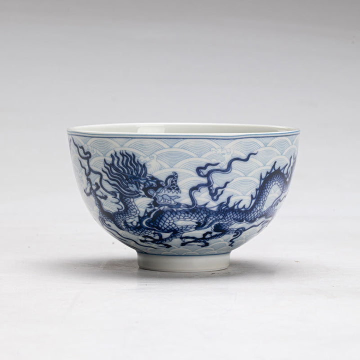 Buddha Stones Blue Dragon Design Ceramic Teacup Kung Fu Tea Cups - image 3