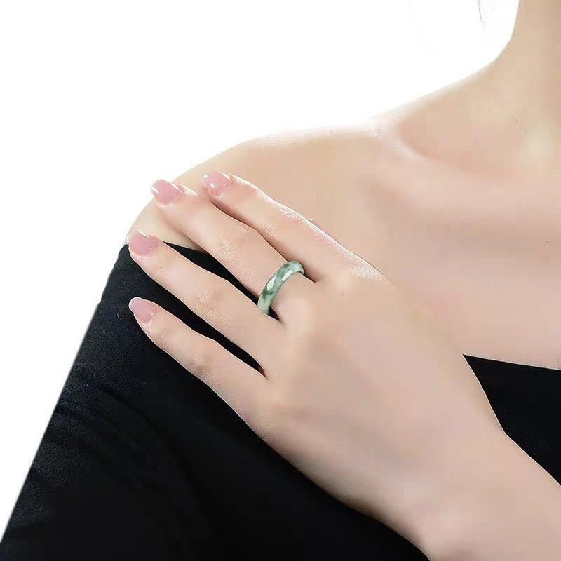 Buddha Stones Natural Green Jade Luck Abundance Ring - image 10