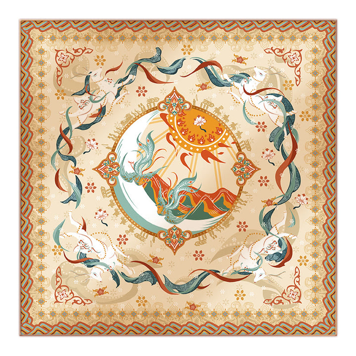 Buddha Stones Dunhuang Riyue Mountain 100% Mulberry Silk Scarf Dunhuang Shawl - image 3