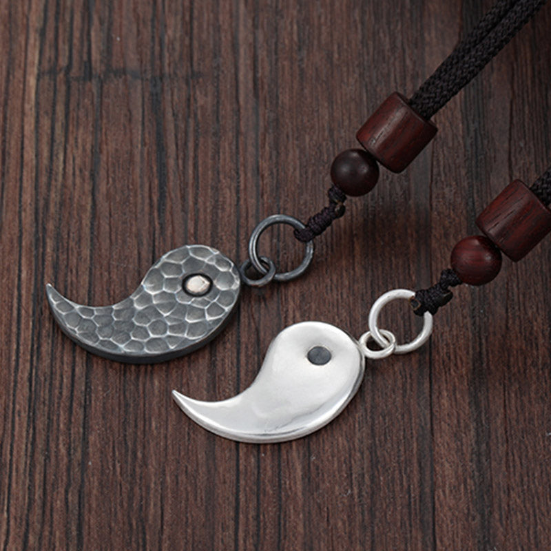 Buddha Stones 990 Sterling Silver Yin Yang Balance Harmony Necklace Pendant - image 2