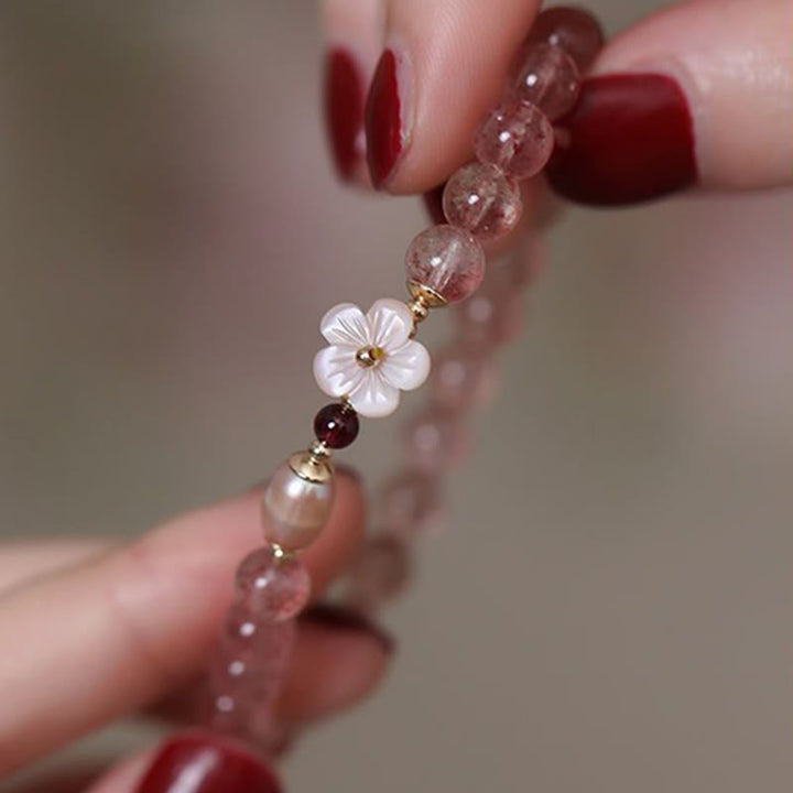 Buddha Stones Strawberry Quartz Peach Blossom Love Bracelet - image 6