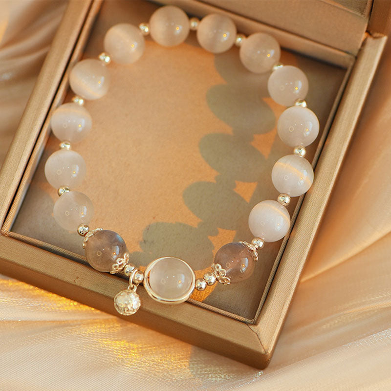 Buddha Stones 925 Sterling Silver Cat Eye Moonstone Love Support Bracelet - image 8