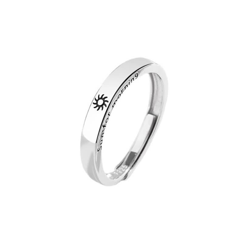 Buddha Stones 925 Sterling Silver Sun Moon Protection Adjustable Couple Ring - Men (Sun) - image 3