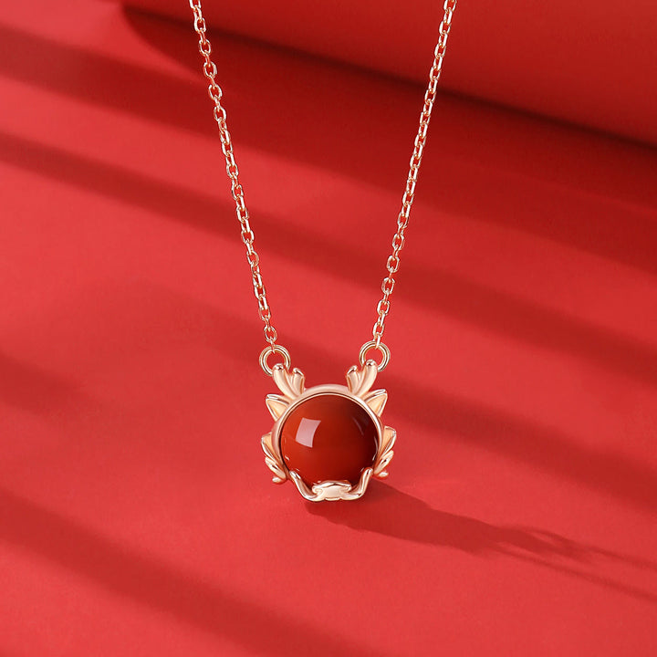 ❗❗❗A Flash Sale- Buddha Stones 925 Sterling Silver Year of the Dragon Cinnabar Red Agate Dragon Protection Bracelet Necklace Pendant Earrings Ring - Red Agate Necklace(A flash sale) - image 4