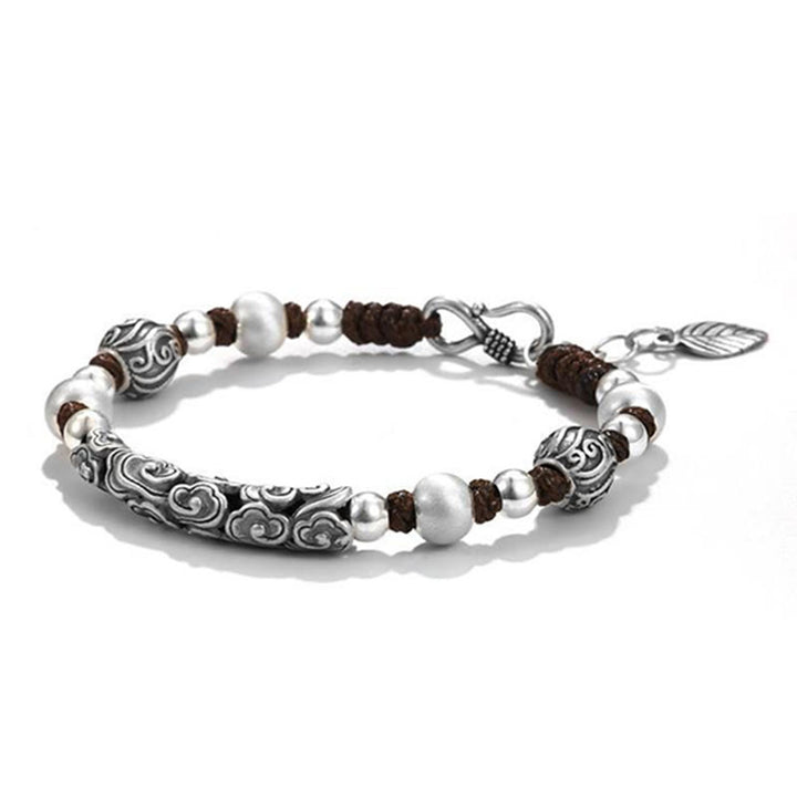 Buddha Stones Tibet Handmade Copper 999 Sterling Silver Auspicious Cloud Wealth String Bracelet - image 8