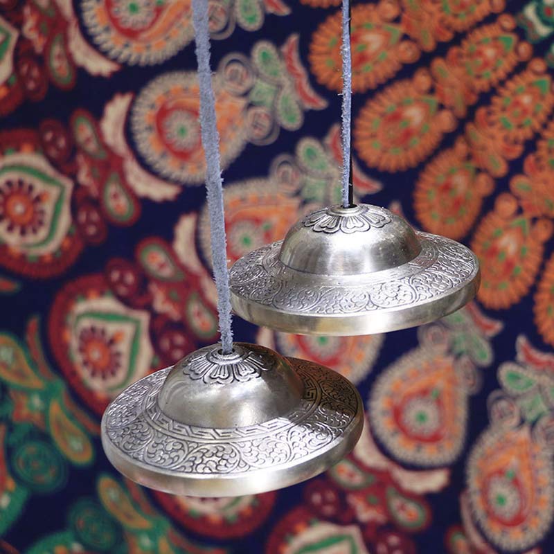 Buddha Stones Tibetan Tingsha Bell Auspicious Cloud Six True Words Copper Wealth Decoration - image 1
