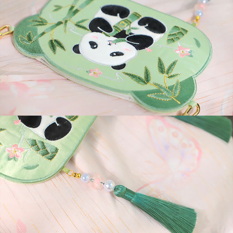 Buddha Stones Embroidery Lucky Panda Cat Shiba Inu Deer Rabbit Fox Flower Cute Animal Hanfu Bag Crossbody Bag Shoulder Bag - image 5
